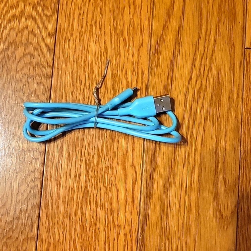 Turquoise micro USB cable charger cord.